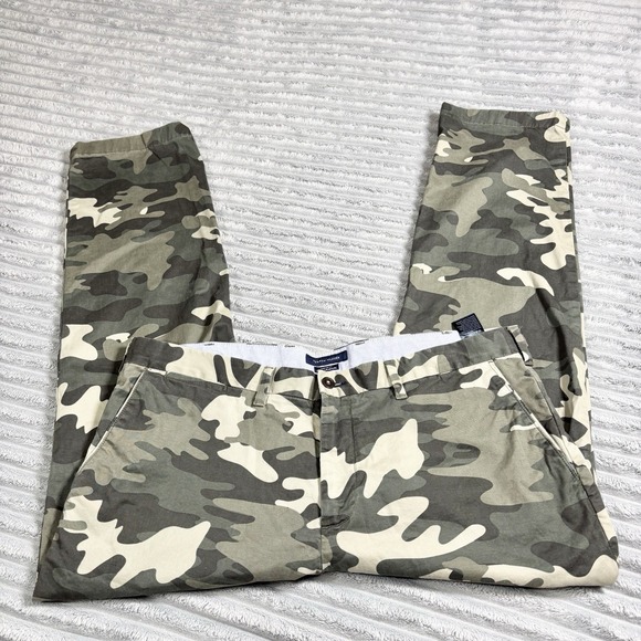 Tommy Hilfiger Camouflage Pants Mens 40x30 Green Camo Flat Front Custom Fit - Picture 1 of 16